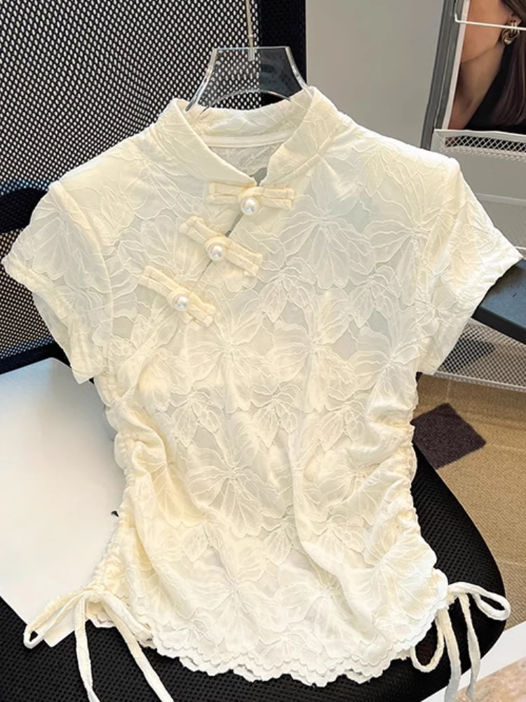 Summer Clothing Drawing - Chinese Styl Shirts Stand Neck Short