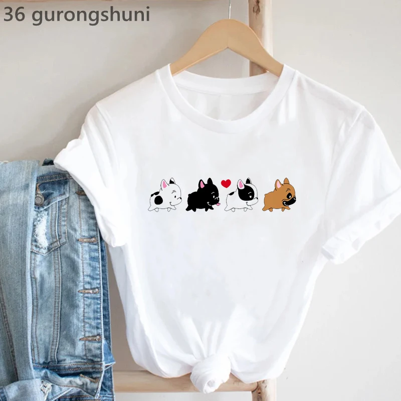 Summer Clothing In French - Frenchies In Love Animal Print T-Shirt