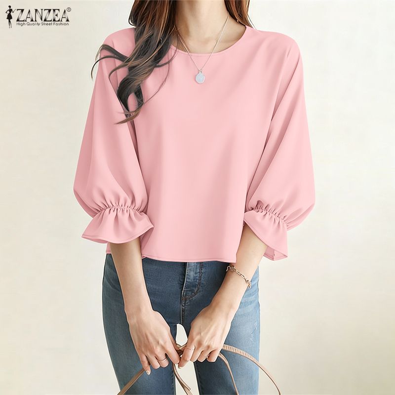 Summer De Clothing - ZANZEA Woman Minimalist 3/4 Puff Sleeves