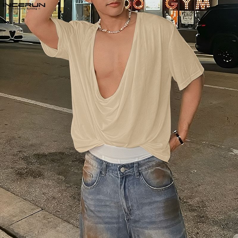 Summer Clothing Colors 2026 - INCERUN Men T Shirt Solid Color