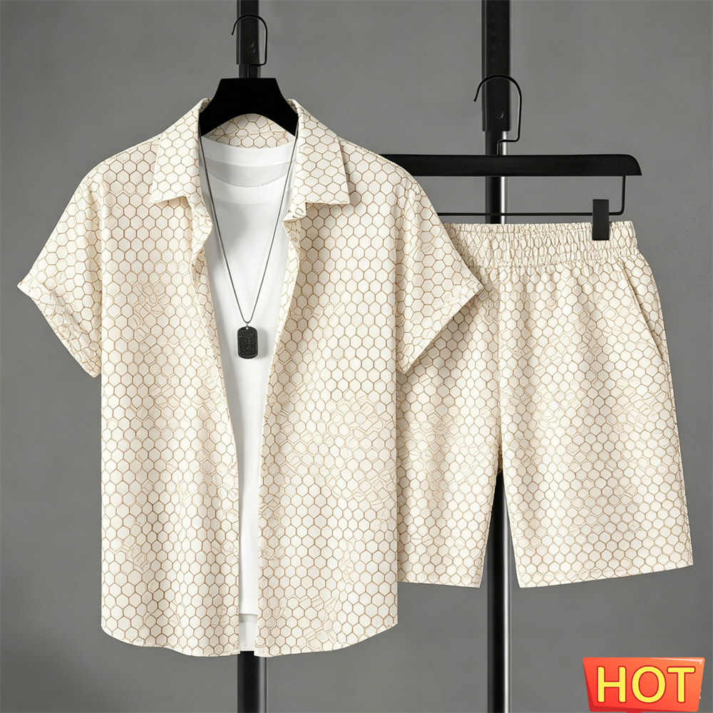 Summer Clothing Sets Men - Summer Outfits Man Shirt Set Gradient