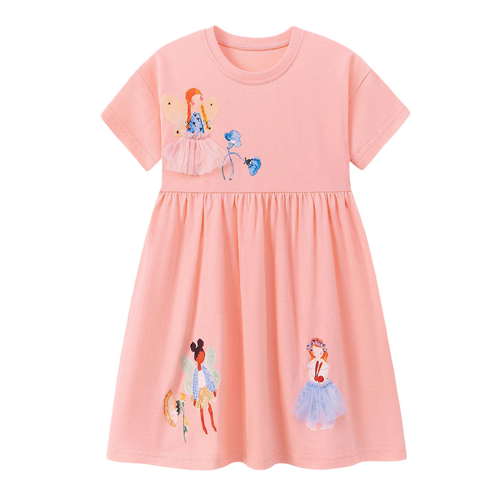 Summer Clothing Drawing - Summer Short Sleeve Girls Dresses Baby