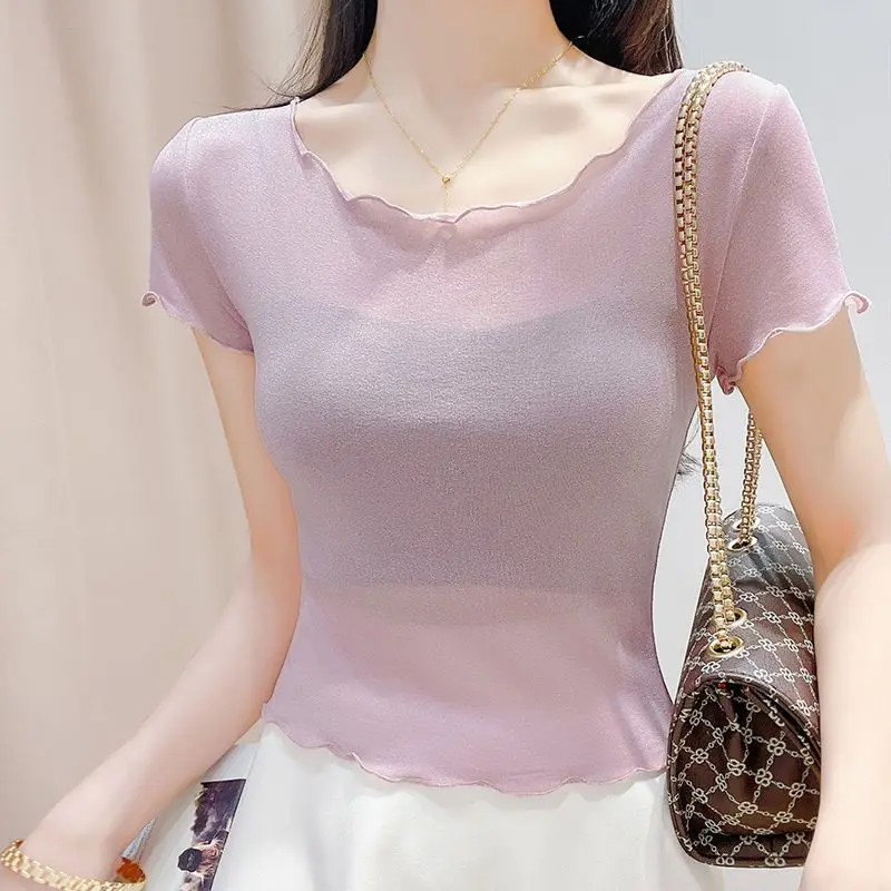 Summer Clothing Reviews - Short Sleeve Women's T-shirt Lace Female
