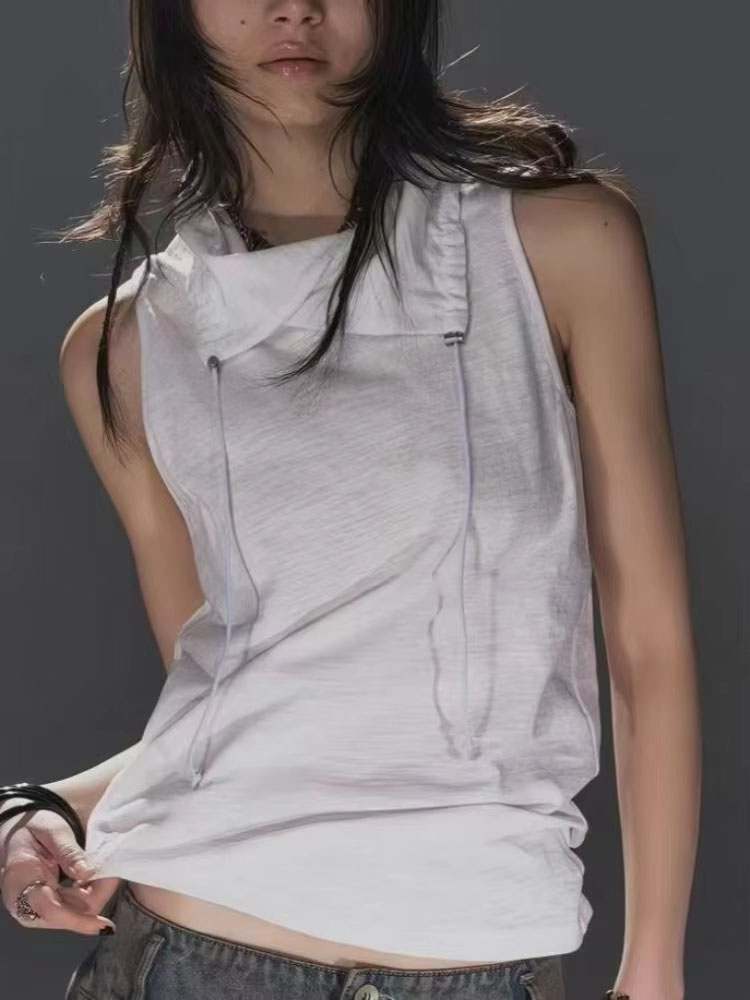 Summer Clothing Drawing - American Streetwear T Shirts Sleeveless Solid