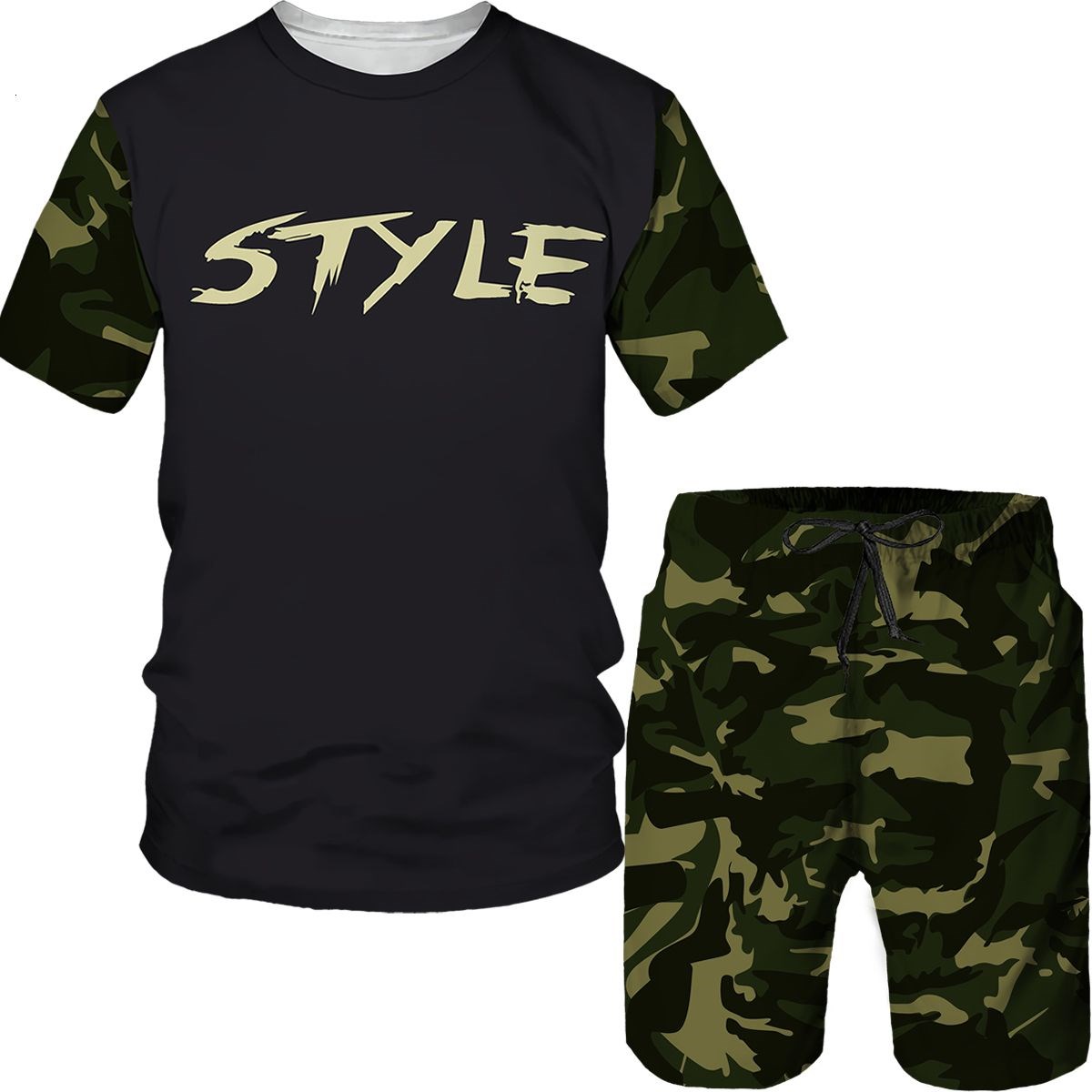 Summer Clothing Sets Men - Camouflage Men's Suits Camo 3D Print