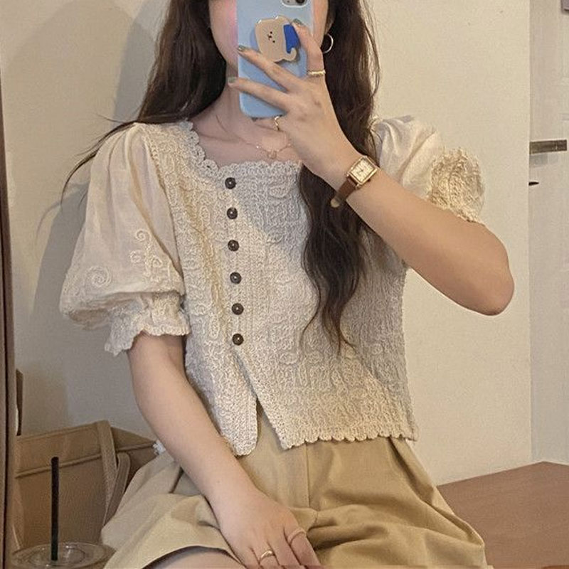 French Style Lace Square Colla - Summer Clothing In French 评论和价格