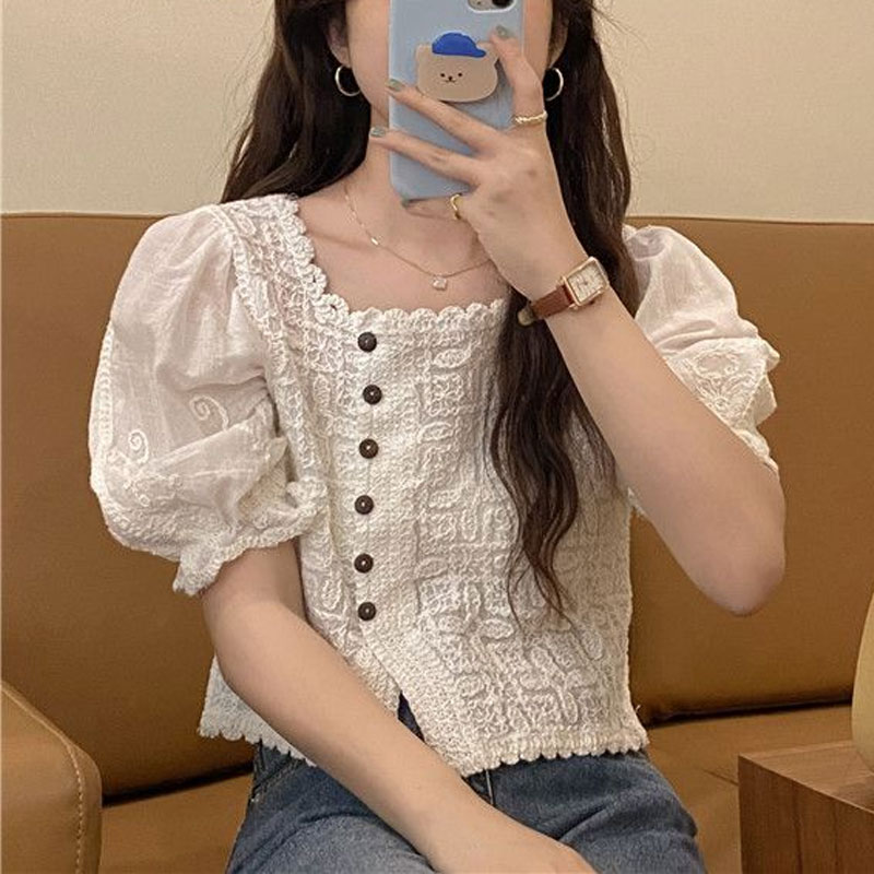 French Style Lace Square Colla - Summer Clothing In French 评论和价格