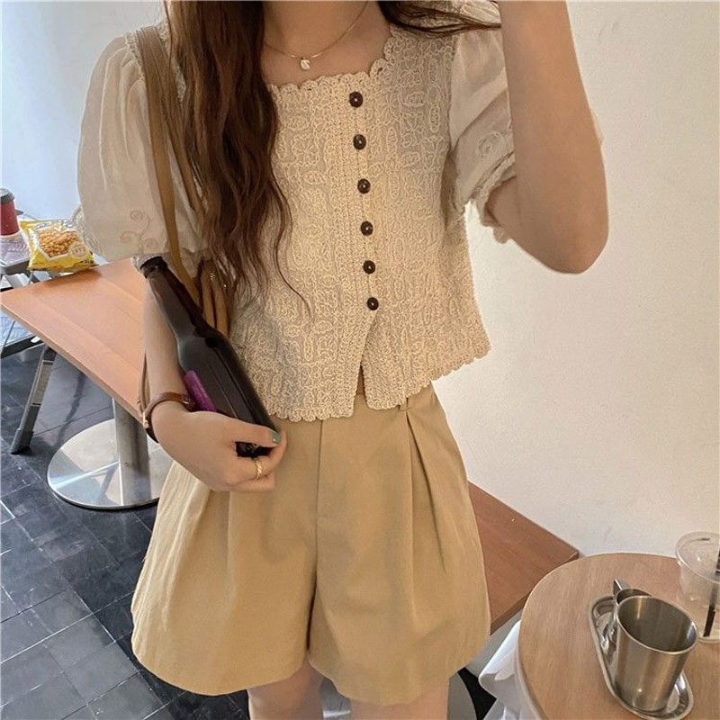 French Style Lace Square Colla - Summer Clothing In French 评论和价格