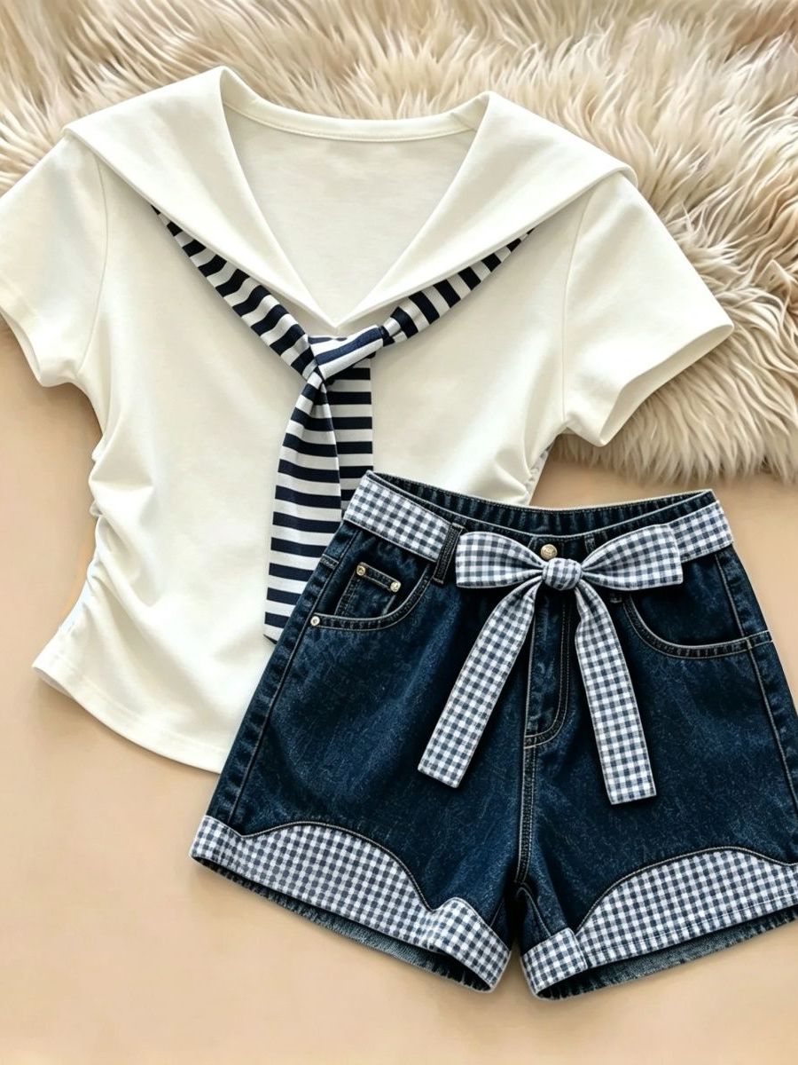 Girls Summer Casual Denim Shor - Summer Kids Clothing 评论和价格
