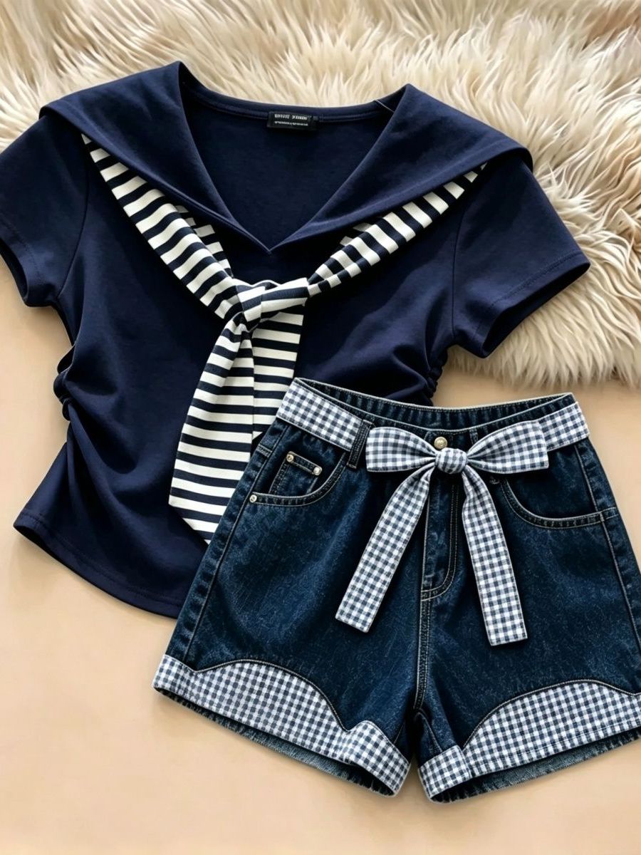 Girls Summer Casual Denim Shor - Summer Kids Clothing 评论和价格