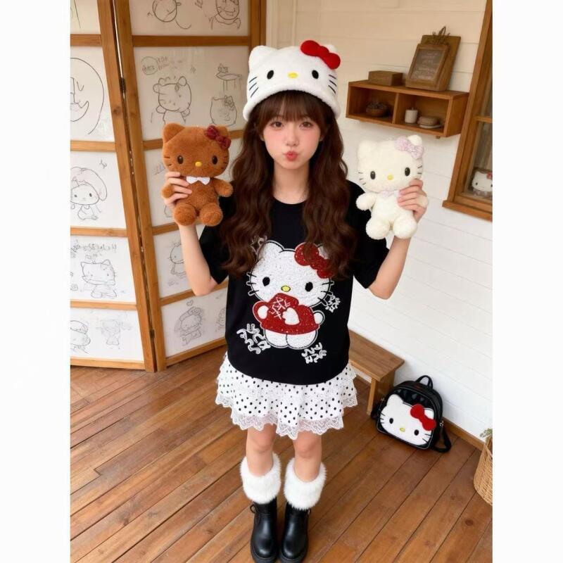 Cute Short-Sleeved Hello Kitty - Summer Clothing For Women 评论和价格