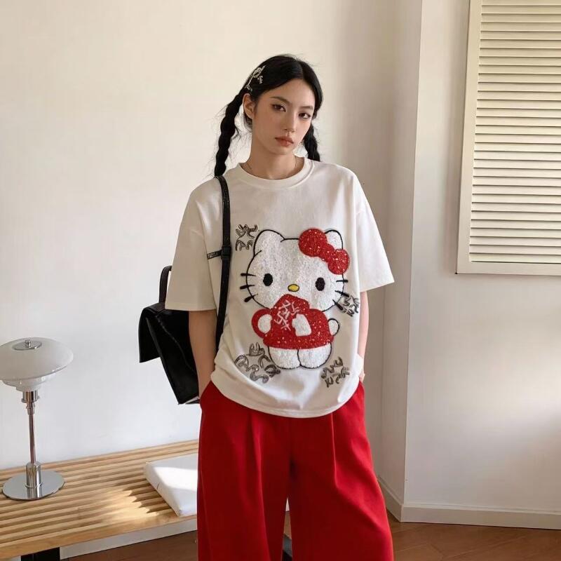 Cute Short-Sleeved Hello Kitty - Summer Clothing For Women 评论和价格