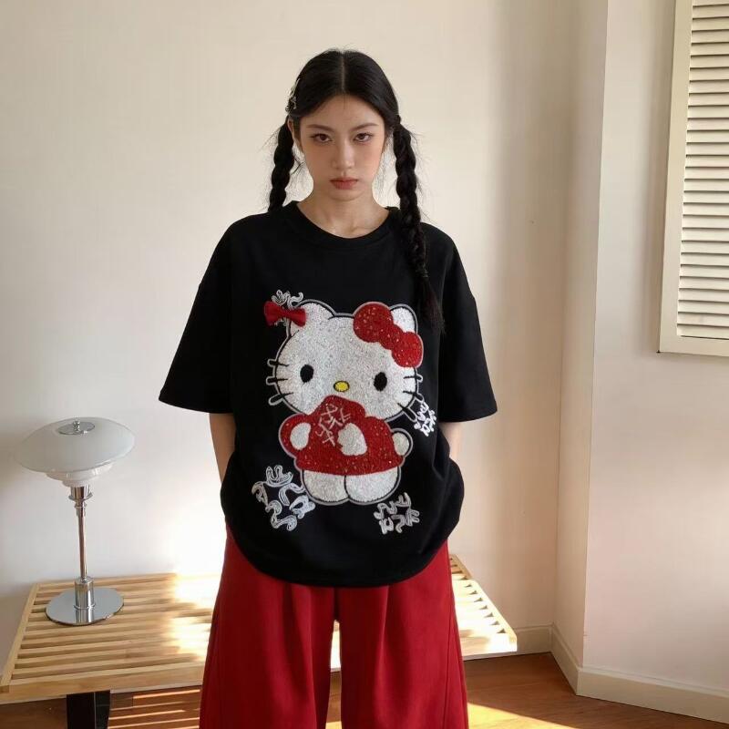 Cute Short-Sleeved Hello Kitty - Summer Clothing For Women 评论和价格
