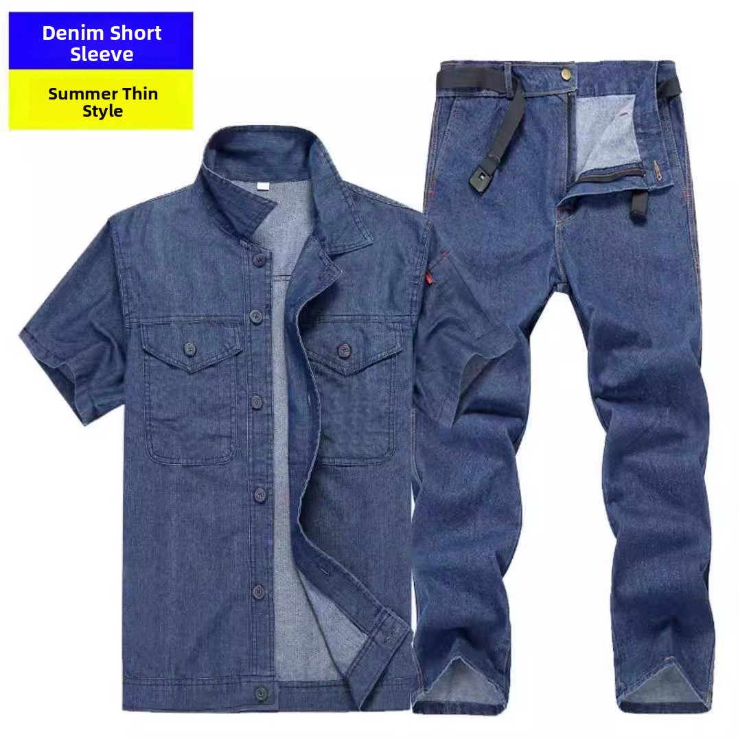Lightweight Summer Denim Workw - Summer Clothing Sets Men 评论和价格
