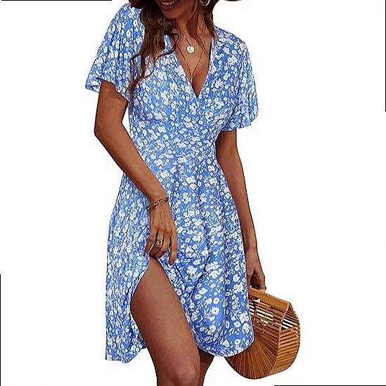 Women's Sleeveless Floral Wrap - Sundress Midi Floral 评论和价格