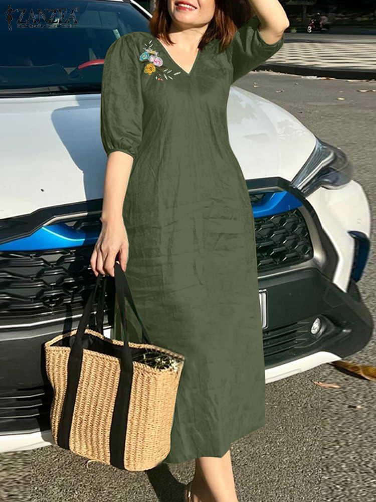 2024 ZANZEA Summer Fashion Wom - Sundress Midi Floral 评论和价格