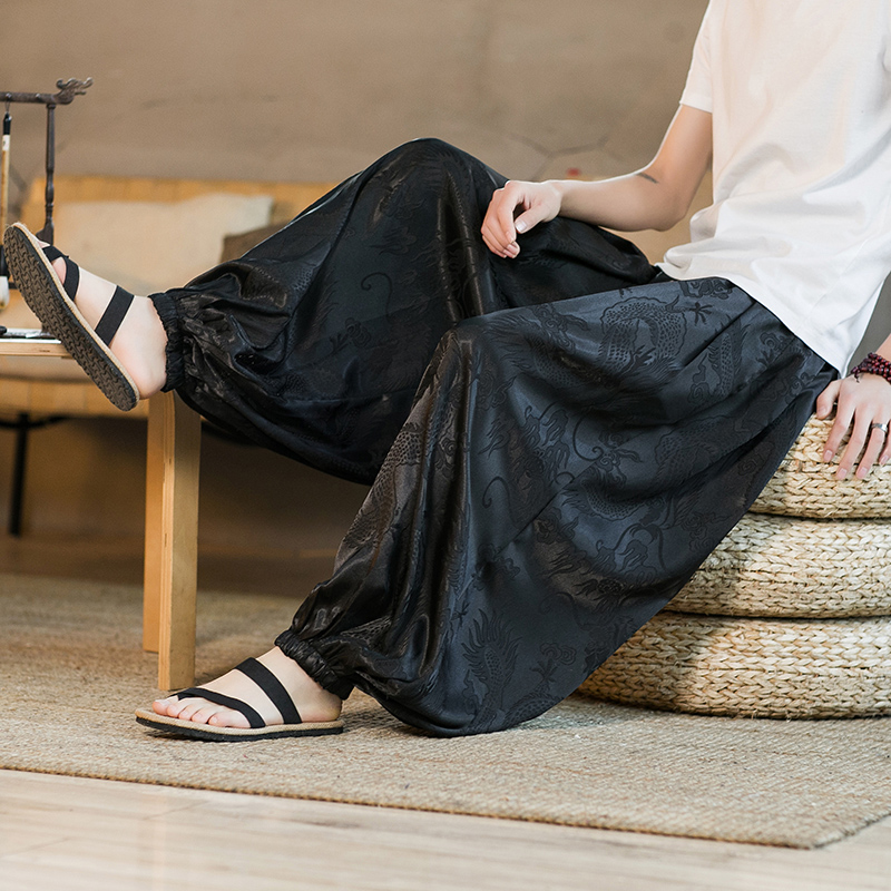 Men Wide Leg Pants Summer Ice  - Summer Light Clothing 评论和价格