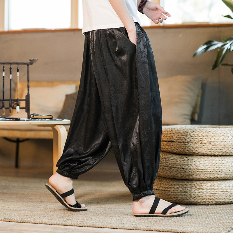 Men Wide Leg Pants Summer Ice  - Summer Light Clothing 评论和价格