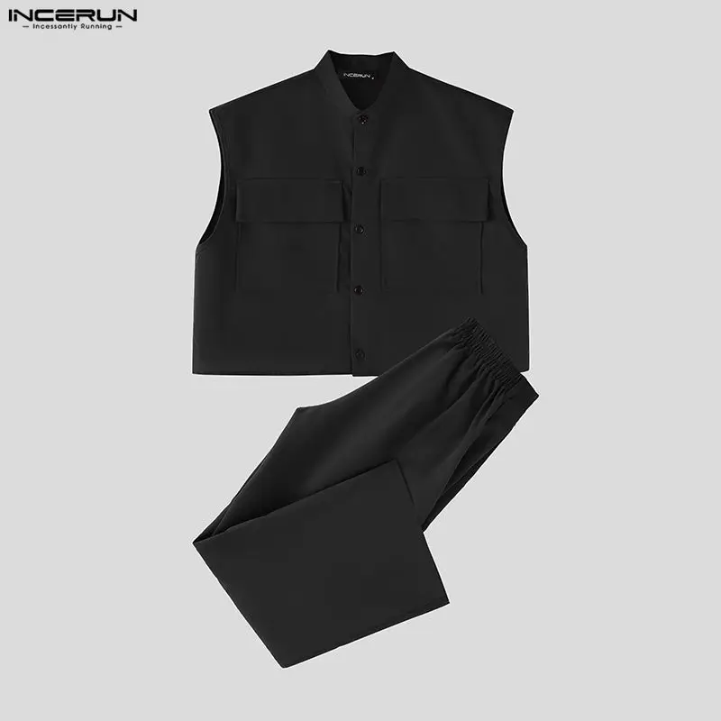 INCERUN Men Sets Solid Sleevel - Summer Clothing Sets Men 评论和价格