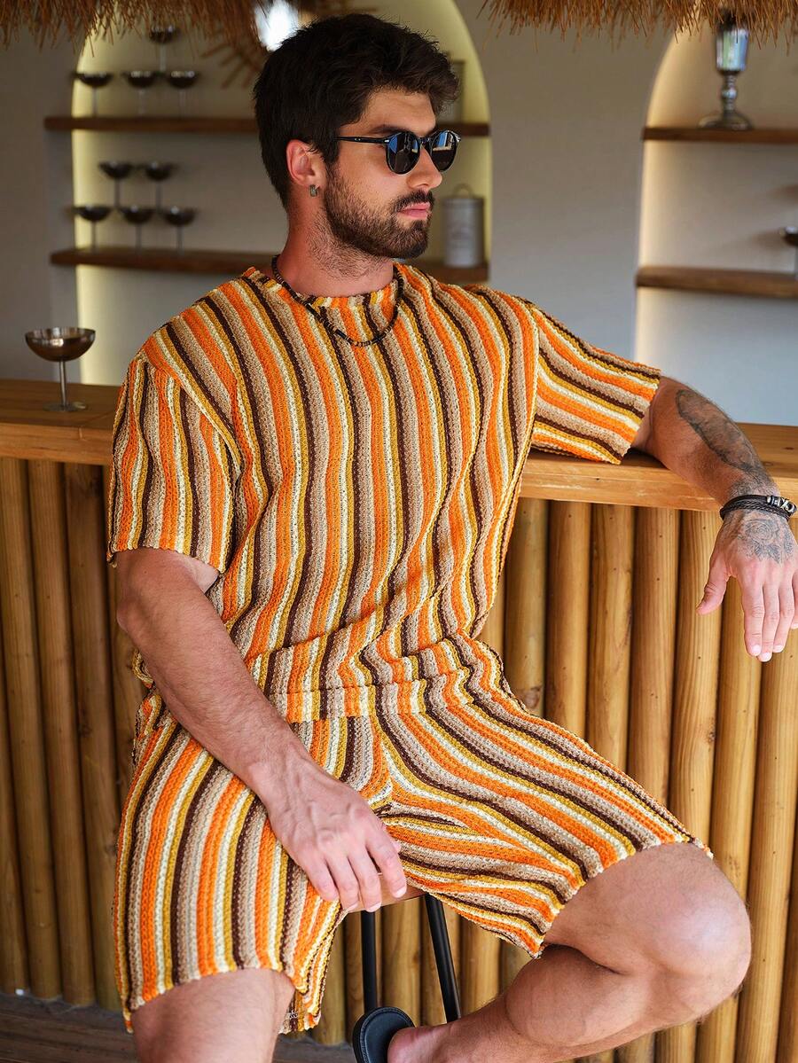 Genlund Men's Knit T-Shirt Set - Summer Clothing Crochet Patterns 评论和价格
