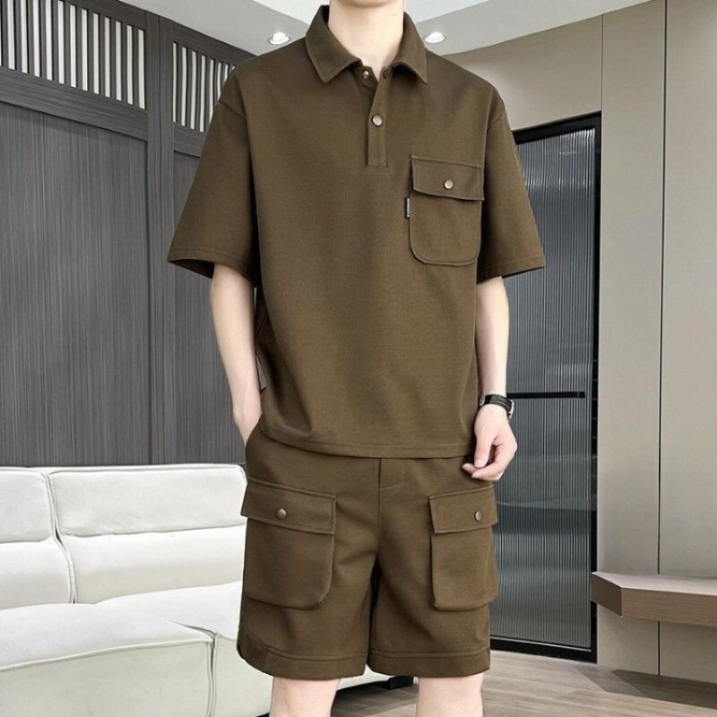 Men's Summer Short Sleeve Polo - Summer Clothing Sets Men 评论和价格