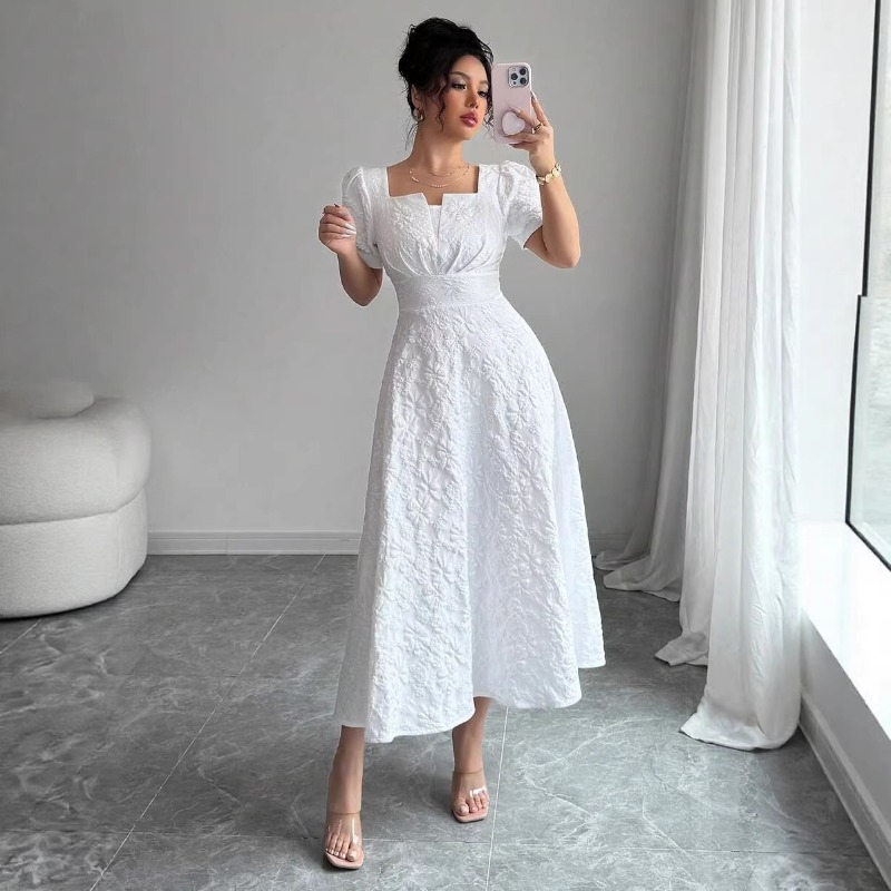 Women White Embossed Floral Mi - Sundress Midi Floral 评论和价格