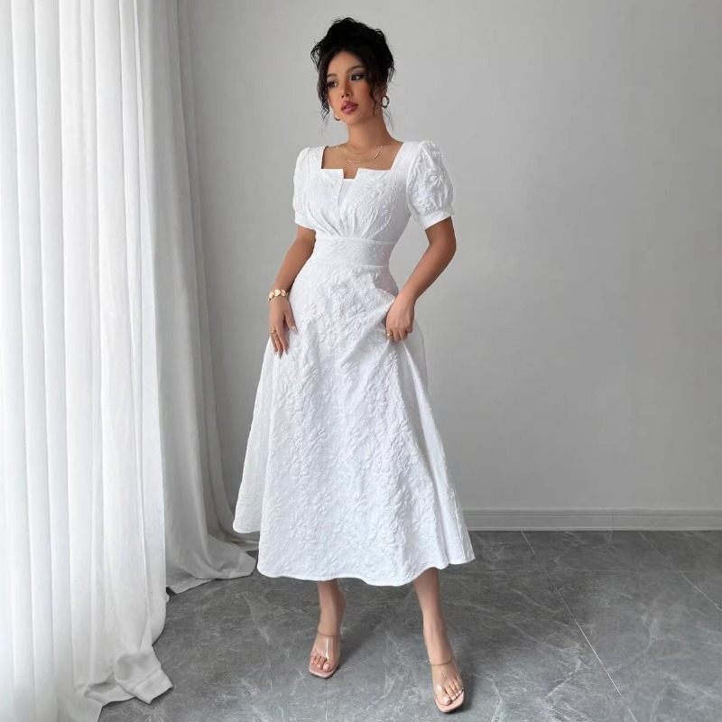Women White Embossed Floral Mi - Sundress Midi Floral 评论和价格