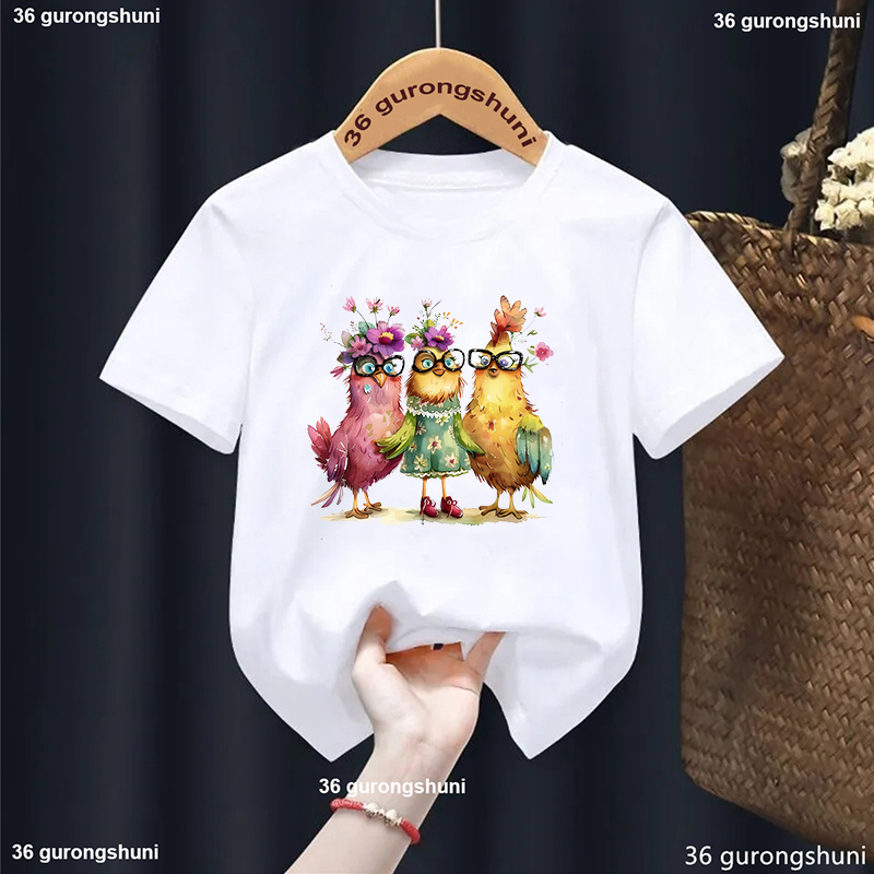 Lovely Chicken Flowers Printed - Summer Loving Kids Clothing 评论和价格