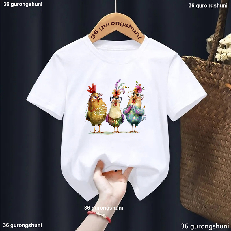 Lovely Chicken Flowers Printed - Summer Loving Kids Clothing 评论和价格