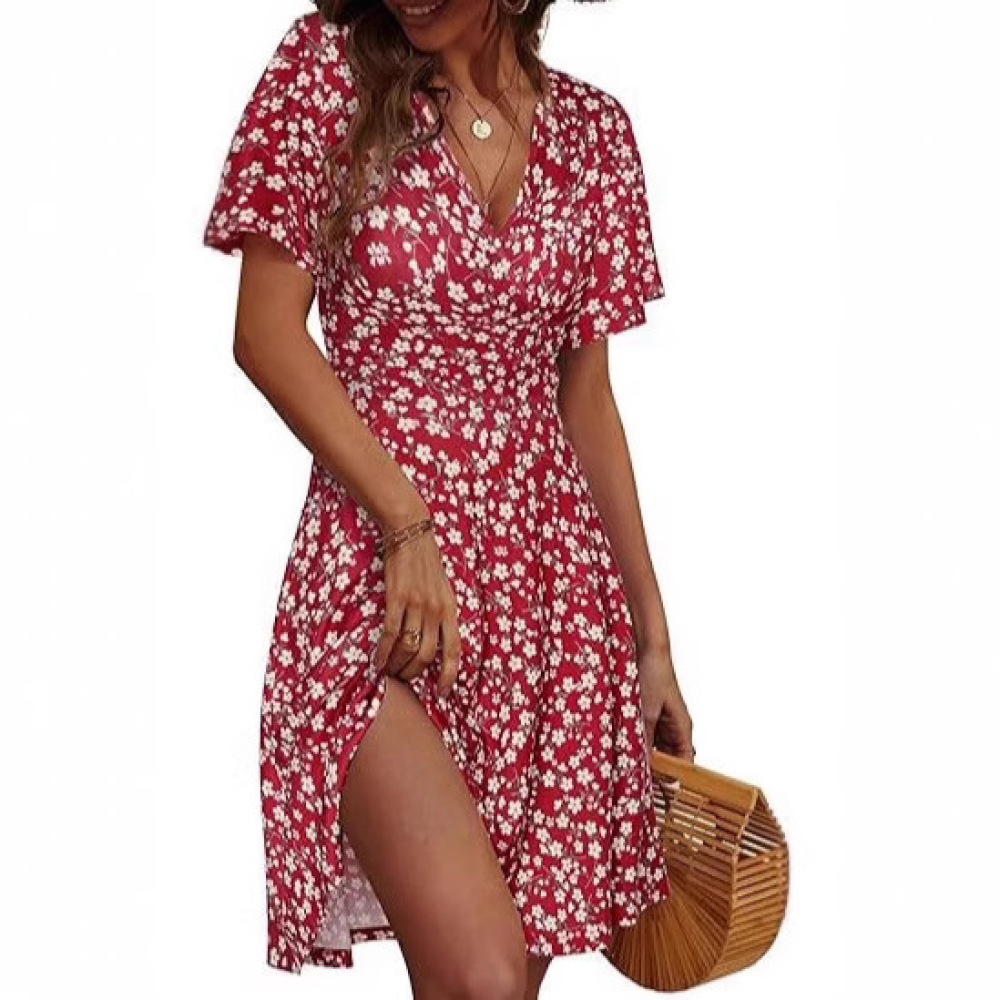 Casual Floral Print Women Dres - Sundress Midi Floral 评论和价格