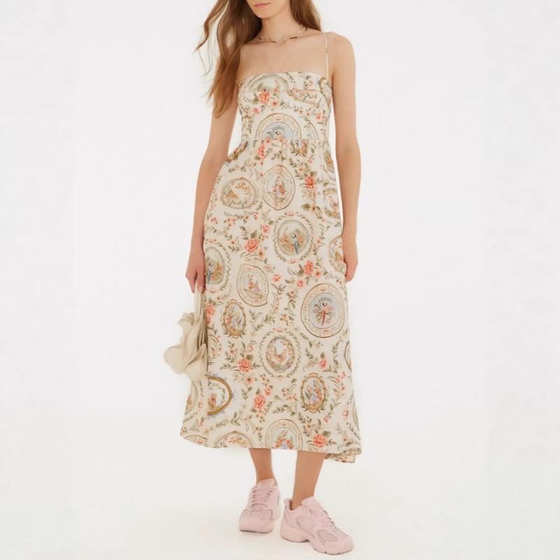 Women's Vintage Floral Print S - Sundress Midi Floral 评论和价格