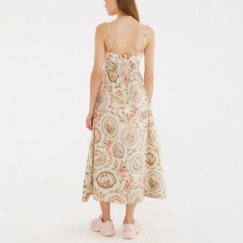 Women's Vintage Floral Print S - Sundress Midi Floral 评论和价格