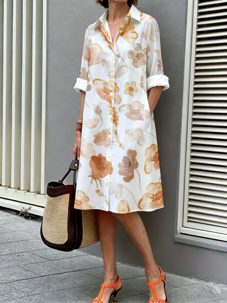 Plus Size Floral Print Shirt D - Sundress Midi Floral 评论和价格