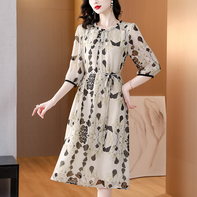 Summer Floral White Silk Beach - Sundress Midi Floral 评论和价格