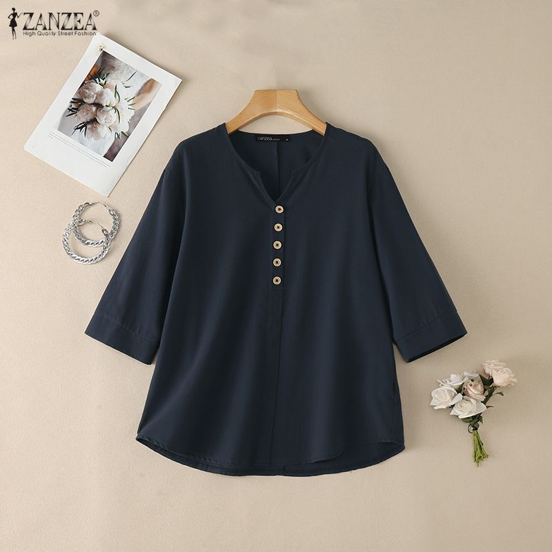 Woman Casual Cotton Linen Blou - Summer De Clothing 评论和价格