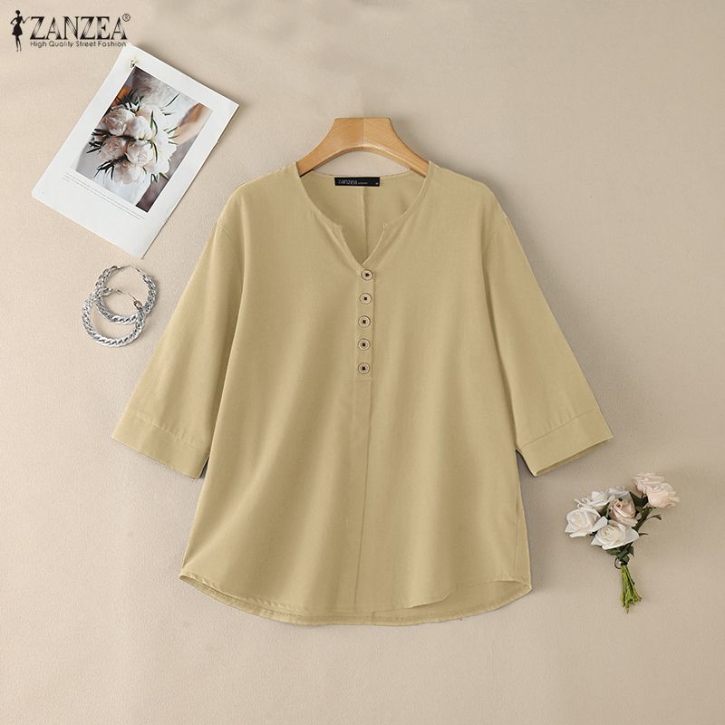 Woman Casual Cotton Linen Blou - Summer De Clothing 评论和价格