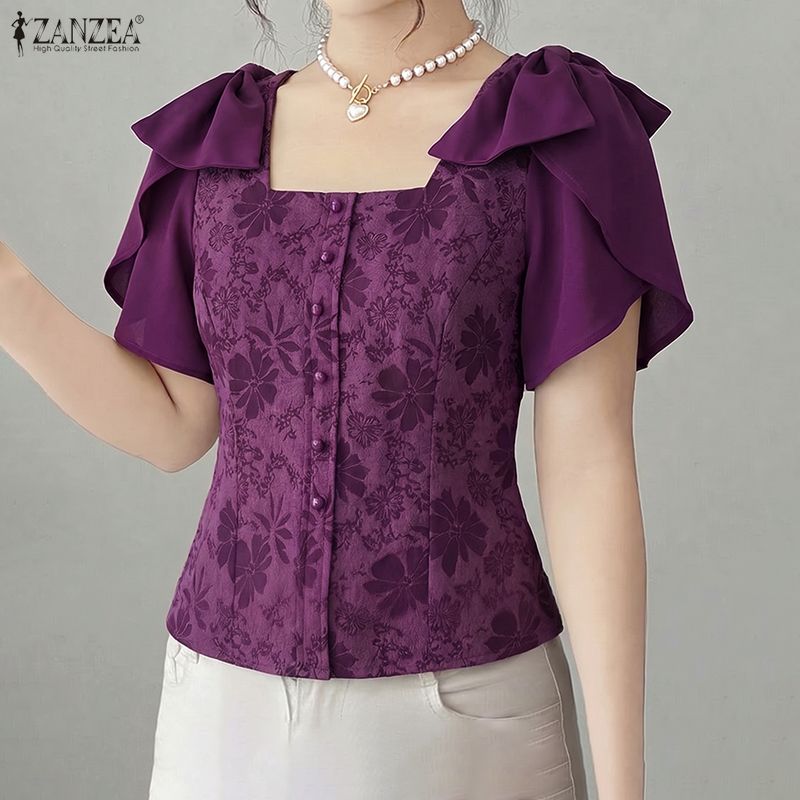 ZANZEA Woman Elegant Floral Ja - Summer De Clothing 评论和价格