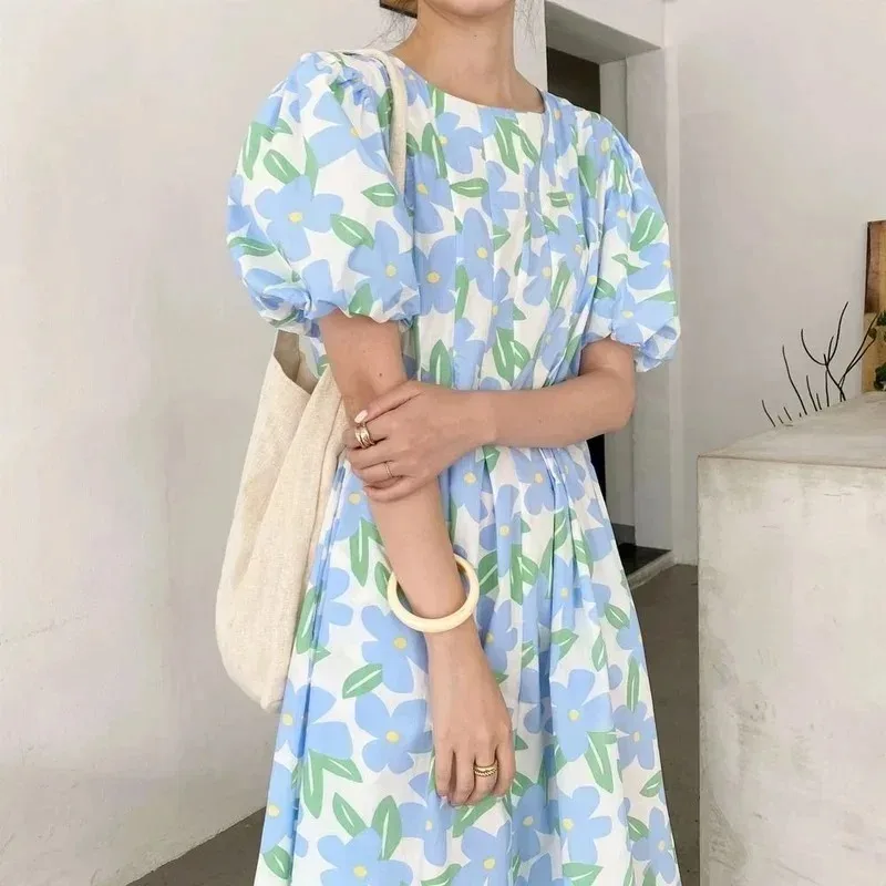Summer Round Collar High Waist - Sundress Midi Floral 评论和价格
