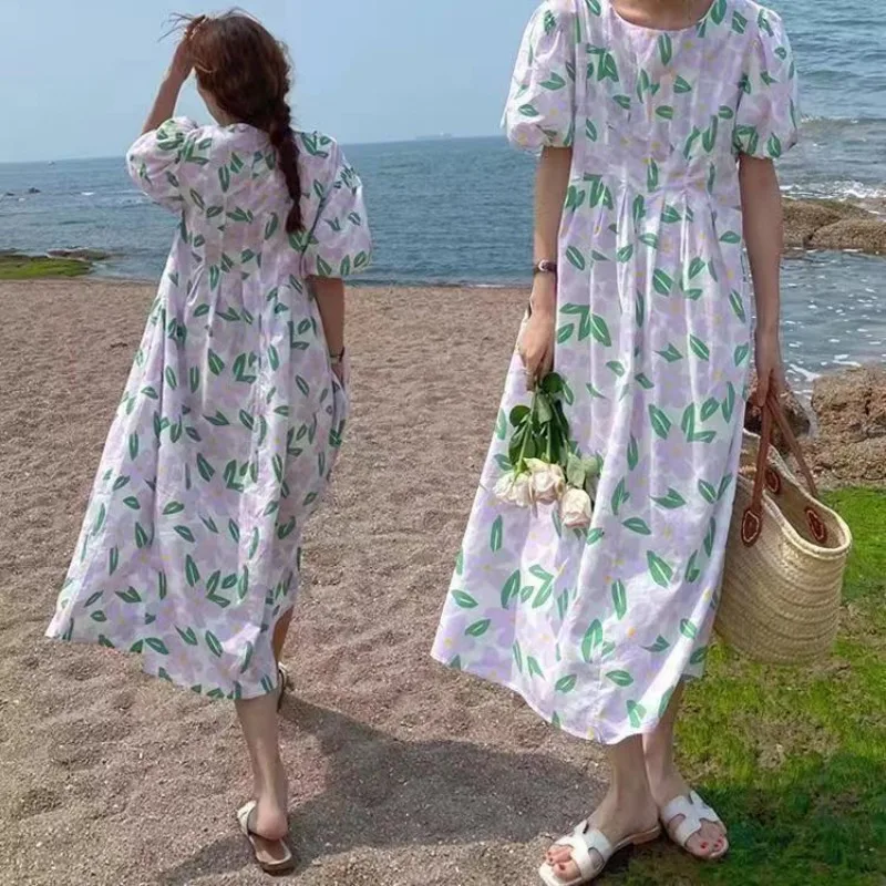 Summer Round Collar High Waist - Sundress Midi Floral 评论和价格