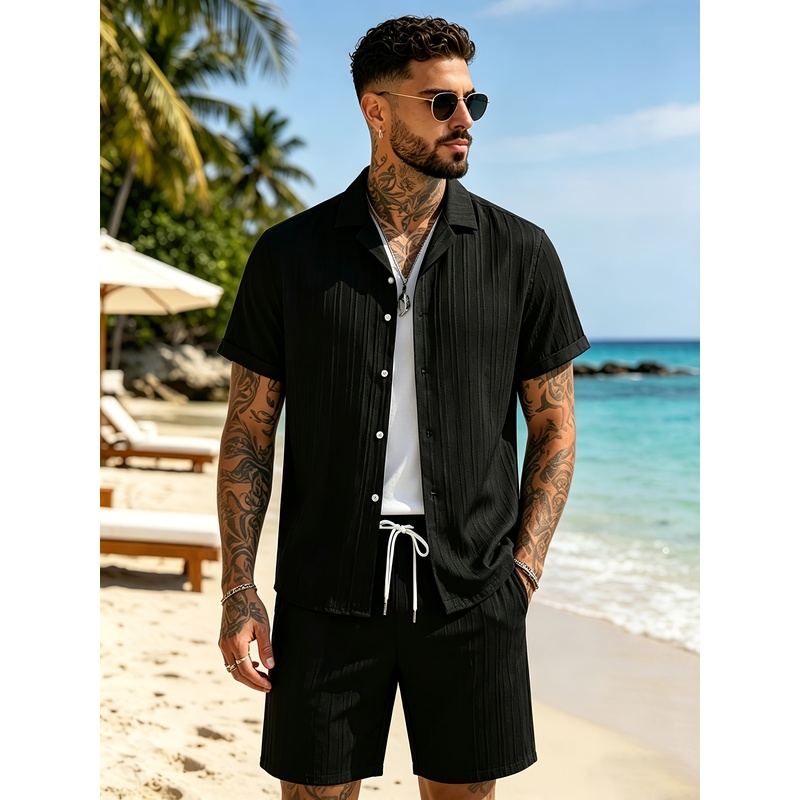 2Men's Summer Casual Suit Set， - Summer Light Clothing 评论和价格
