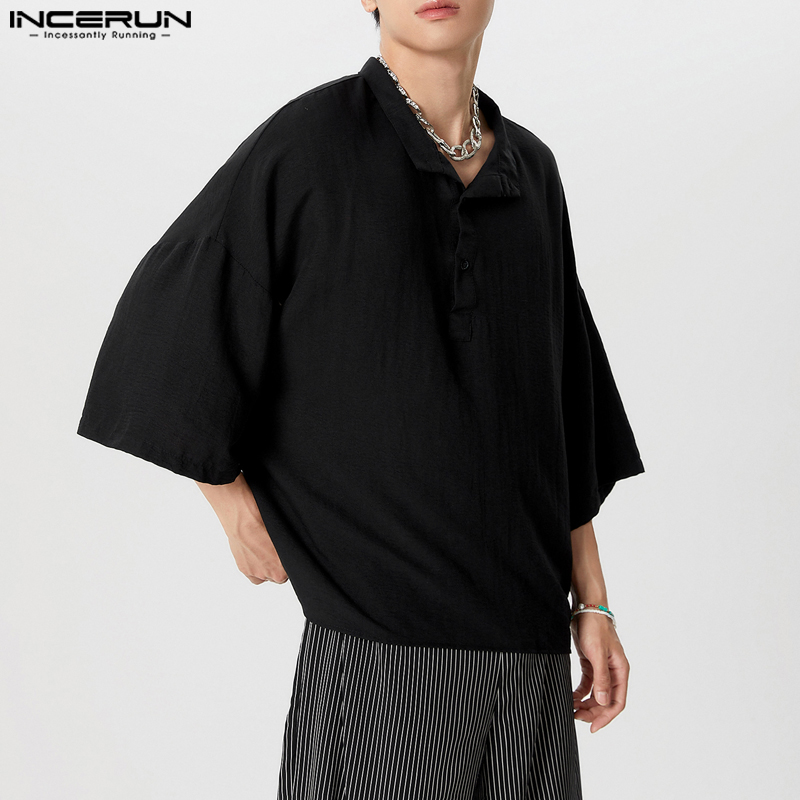 INCERUN Men Shirt Solid Color  - Summer Clothing Colors 2026 评论和价格