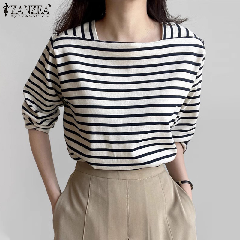 ZANZEA Woman Casual Striped Bl - Summer De Clothing 评论和价格