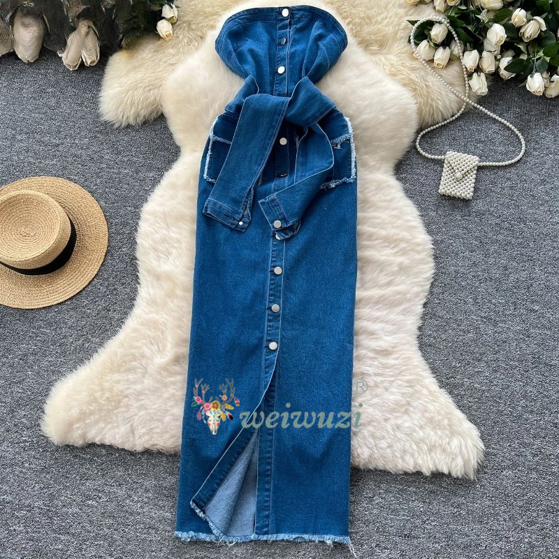 2026 Women Retro Strapless Den - Summer Clothing Juniors 评论和价格