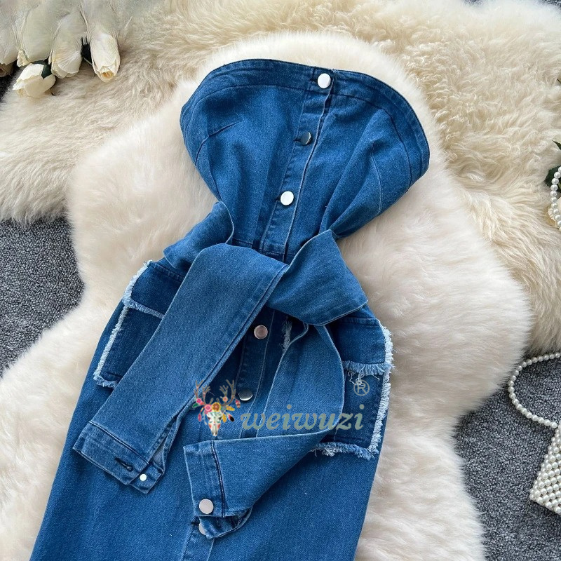 2026 Women Retro Strapless Den - Summer Clothing Juniors 评论和价格