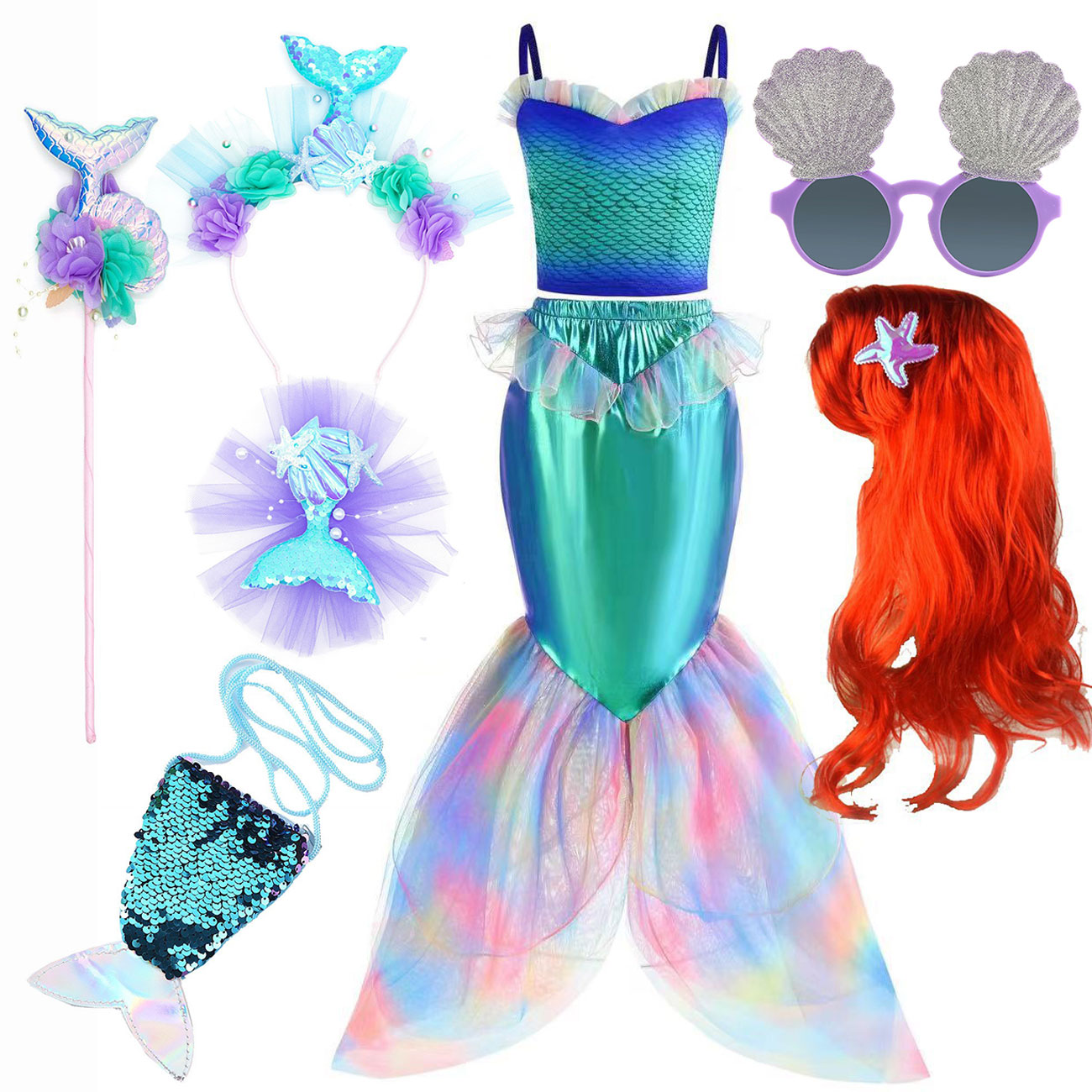 Disney Mermaid Dress Up Costum - Summer Kids Clothing 评论和价格