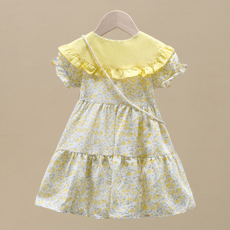 2PCS Summer Yellow Floral Chil - Sundress Midi Floral 评论和价格