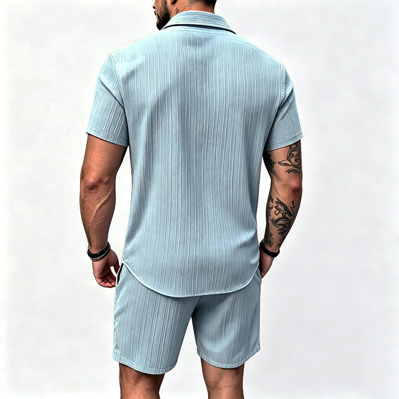 2026 New Men Vertical Wrinkle  - Summer Clothing Sets Men 评论和价格