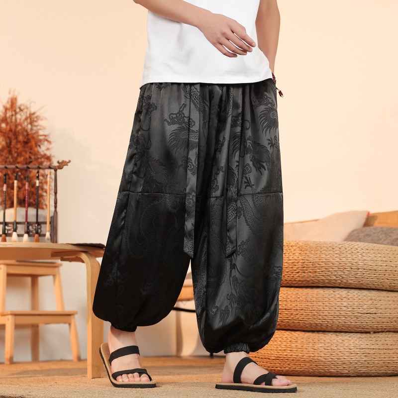 Men Wide Leg Pants Summer Ice  - Summer Light Clothing 评论和价格