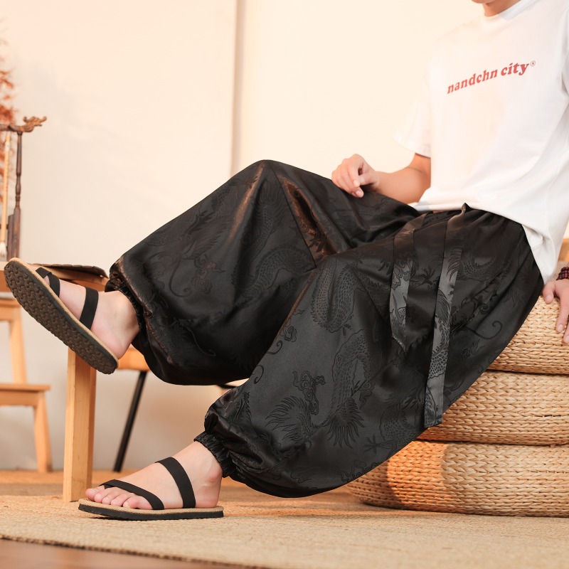 Men Wide Leg Pants Summer Ice  - Summer Light Clothing 评论和价格