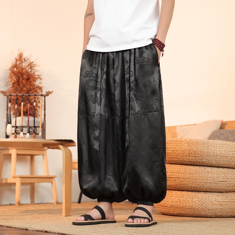 Men Wide Leg Pants Summer Ice  - Summer Light Clothing 评论和价格